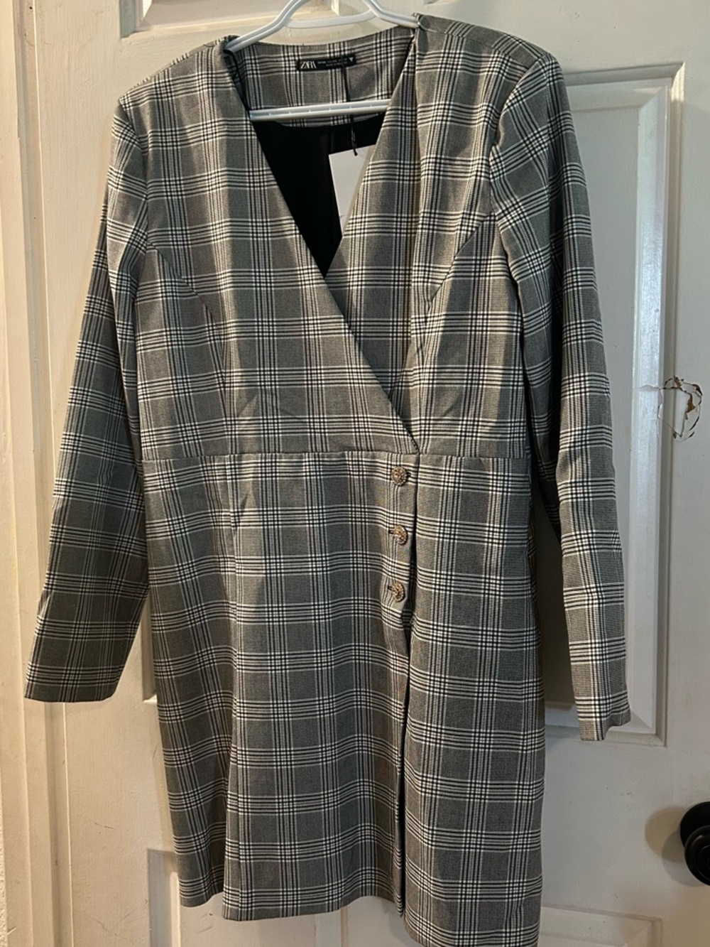 Zara Gray Plaid Wrap Dress